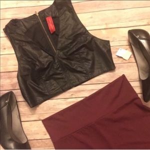 AKIRA Black Vegan Leather Crop Top